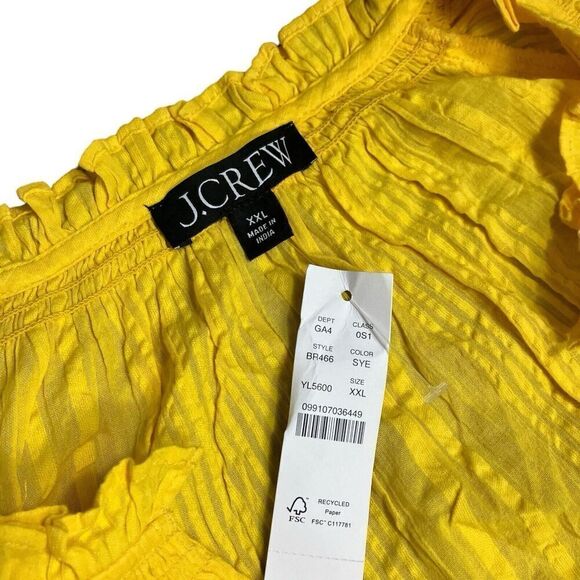 J.Crew Dress Women’s XXL Ruffle-trim tiered in cotton dobby yellow BR466 V-Neck - Picture 4 of 10